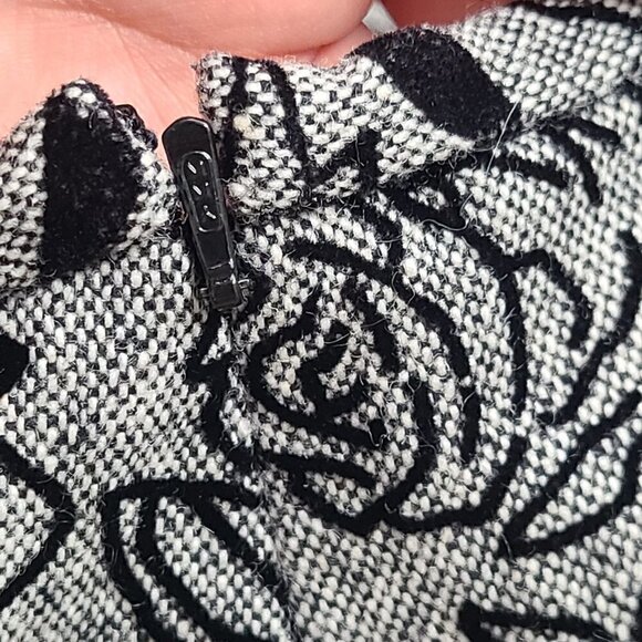 LOFT Wool Black Floral Embossed Flounce Skirt - Picture 4 of 6